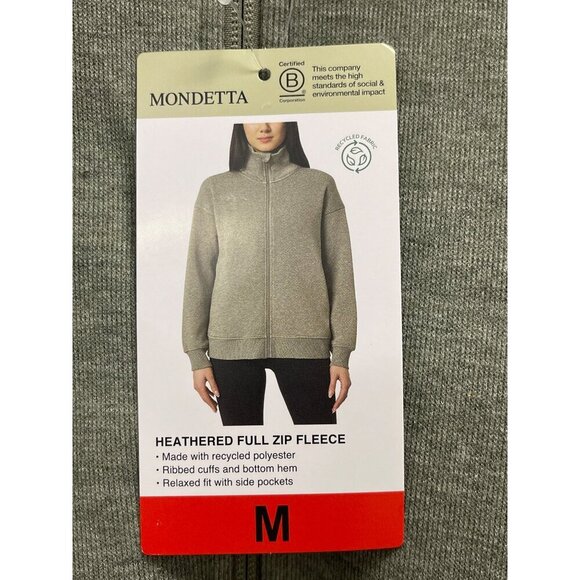 Mondetta SOFT Heathered Full Zip Fleece Jacket Relaxed Fit Size Medium NWT - Picture 2 of 5